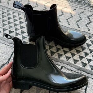 Sugar Black Gloss Chelsea Rain Booties
